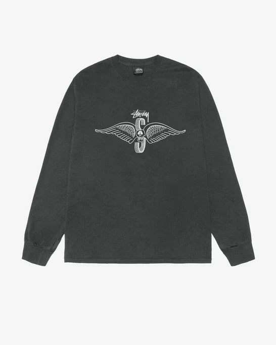 Stüssy - Skull Wings Pigment Dyed Long Sleeve T-Shirt - (Black)