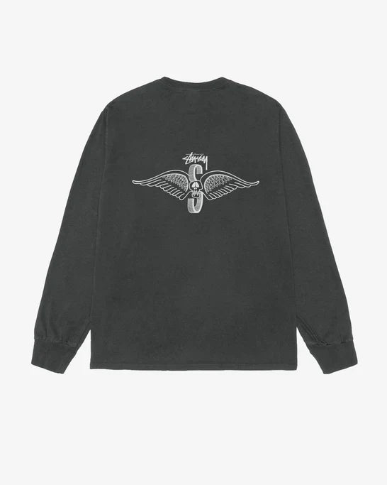 Stüssy - Skull Wings Pigment Dyed Long Sleeve T-Shirt - (Black)