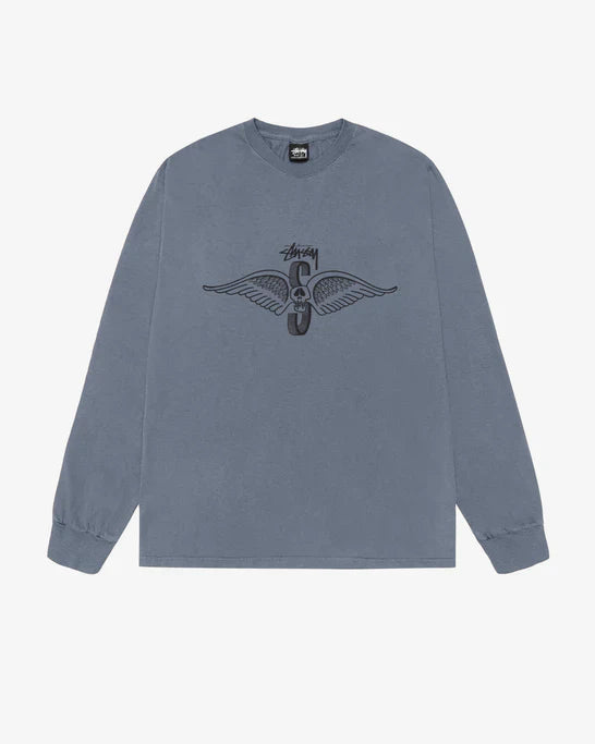 Stüssy - Skull Wings Pigment Dyed Long Sleeve T-Shirt - (Navy)