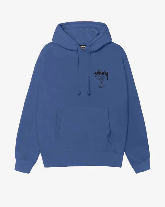 Stüssy - Men's World Tour Hoodie - (Blue)