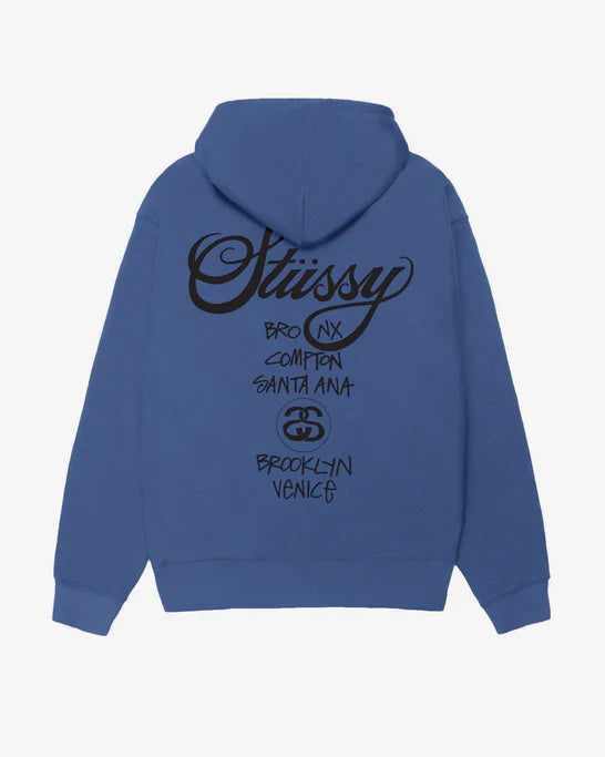 Stüssy - Men's World Tour Hoodie - (Blue)
