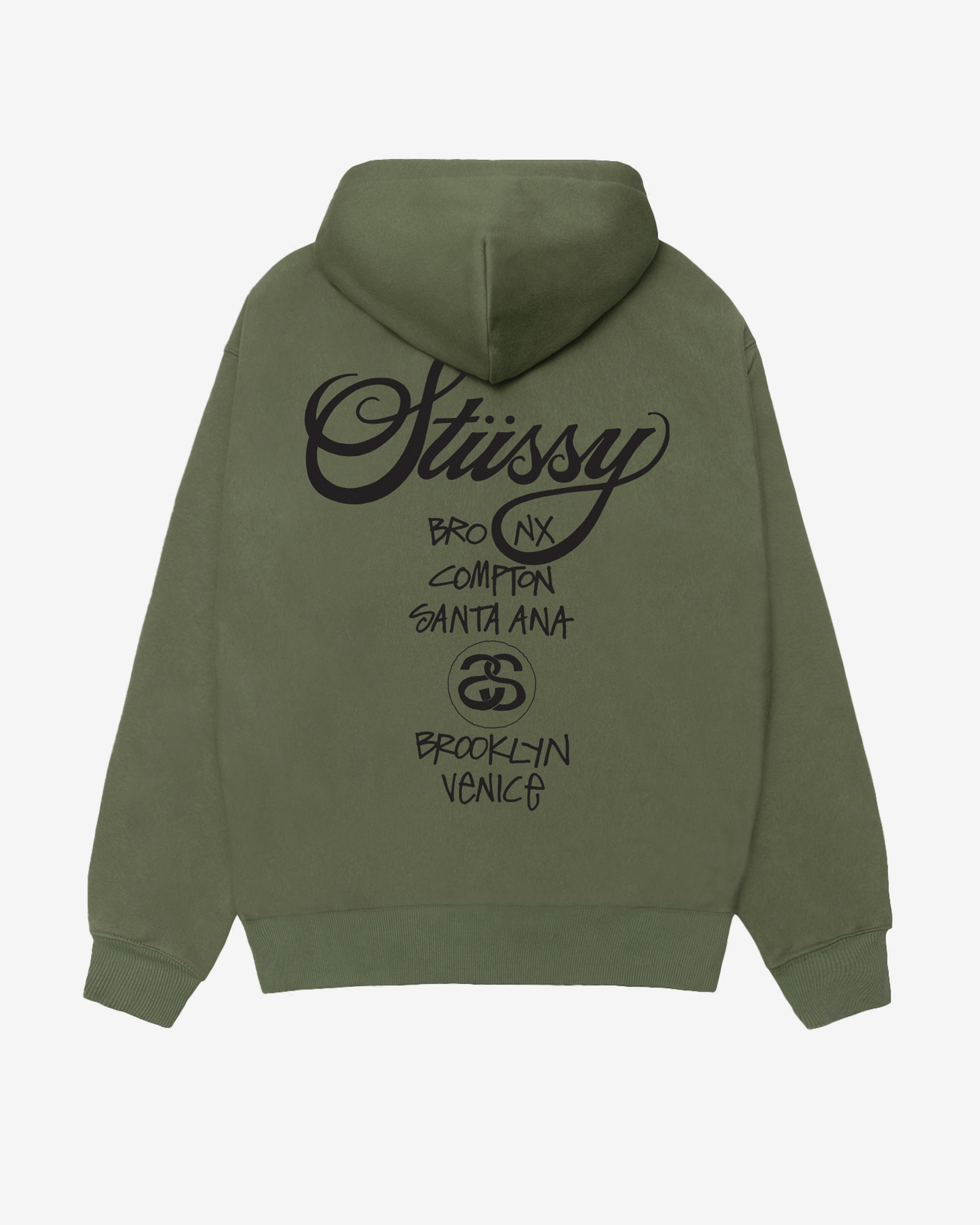 Stüssy - Men's World Tour Hoodie - (Olive)