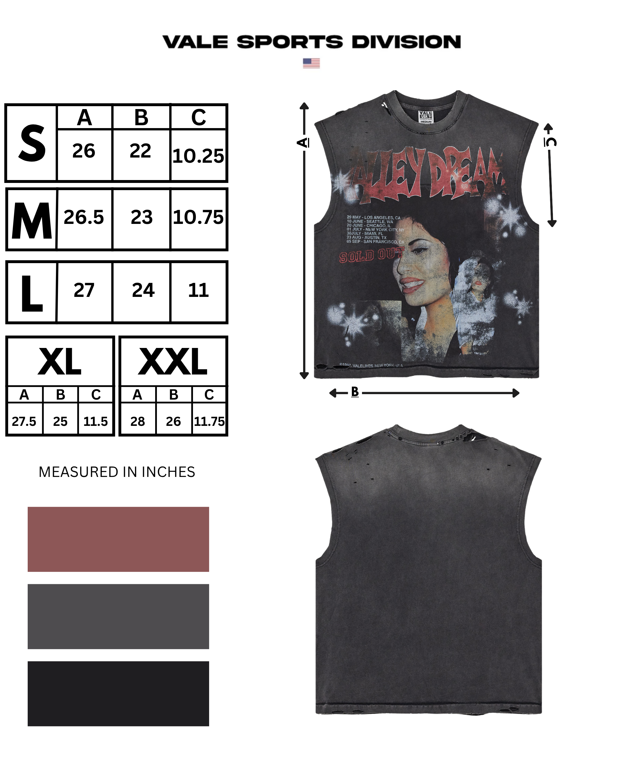 BLACK LA FLOR MUSCLE TEE
