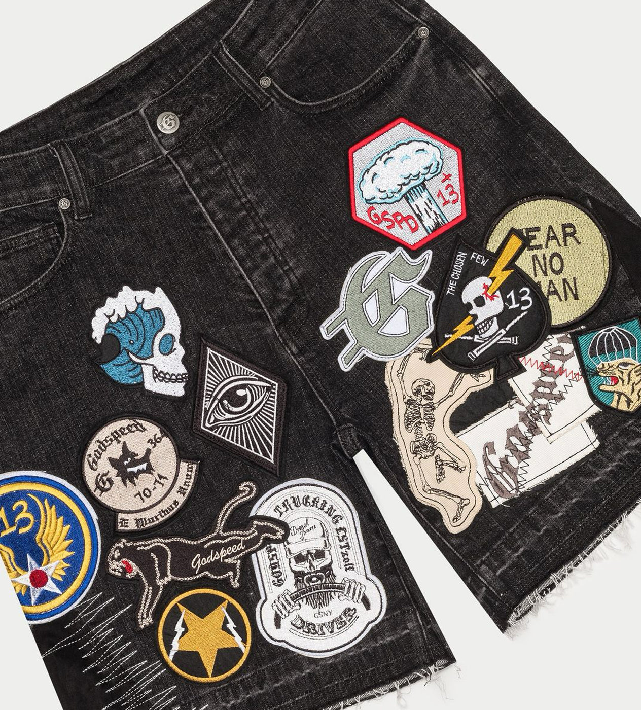 Godspeed Patchwork Denim Shorts V2 Black